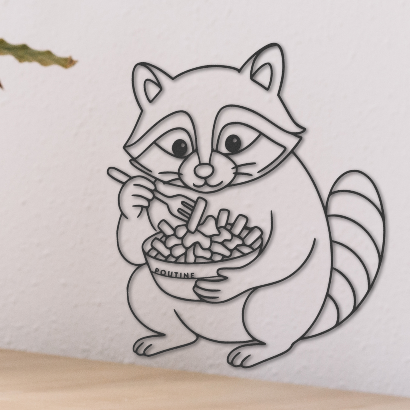 Le racoon qui mange de la poutine.